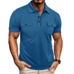 Loookus - 2025 Men's short-sleeved Cotton Polo T-shirt With Two Pockets