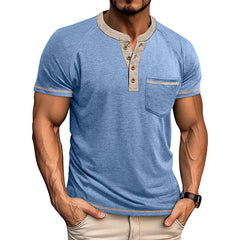 Loookus - Men's short-sleeved Henry cotton T-shirt