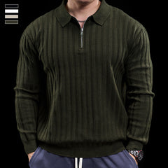 Loookus - Men's Athletic Zipper Collar Long Sleeve T-Shirt for Fall & Winter