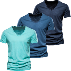 Loookus - Men's Slim-fit Short-Sleeved Casual Trendy V-Neck T-shirt Set