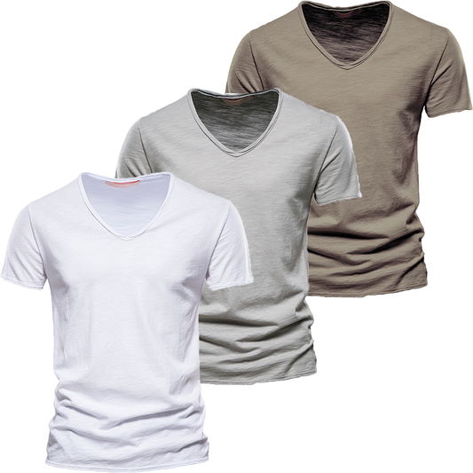 Loookus - Men's Slim-fit Short-Sleeved Casual Trendy V-Neck T-shirt Set