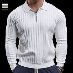 Loookus - Men's Athletic Zipper Collar Long Sleeve T-Shirt for Fall & Winter