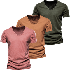 Loookus - Men's Slim-fit Short-Sleeved Casual Trendy V-Neck T-shirt Set