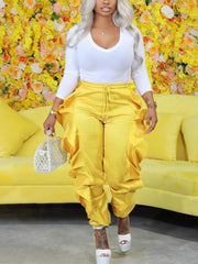 Loookus - Ruffle Drawstring Pants