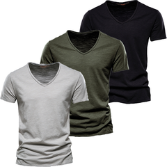 Loookus - Men's Slim-fit Short-Sleeved Casual Trendy V-Neck T-shirt Set