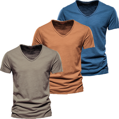 Loookus - Men's Slim-fit Short-Sleeved Casual Trendy V-Neck T-shirt Set