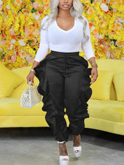 Loookus - Ruffle Drawstring Pants