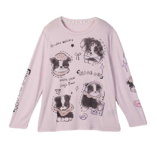 Loookus - Cool Puppy Graffiti Super-Thin Long Sleeve Tee