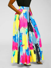 Loookus - Tie Dye Print High Waist Wide Leg Pants