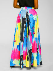 Loookus - Tie Dye Print High Waist Wide Leg Pants