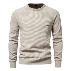 Loookus - New men's round-neck, long-sleeved slim fit knitted Waves Shape textured Sweater