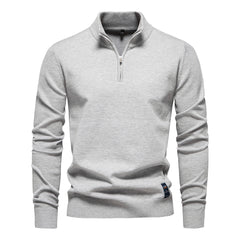 Loookus - New Men's sweater with a half-zippered pure color knit sweater