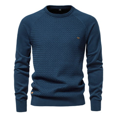 Loookus - New men's round-neck, long-sleeved slim fit knitted Waves Shape textured Sweater