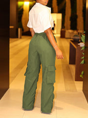 Loookus - Ruched Cargo Pockets Pants