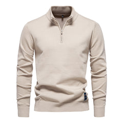 Loookus - New Men's sweater with a half-zippered pure color knit sweater