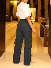 Loookus - Ruched Cargo Pockets Pants