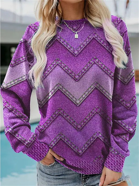 Loookus - Women's Sweatshirt Pullover Active Streetwear Print Black Red Royal Blue Denim Daily Crew Neck Long Sleeve