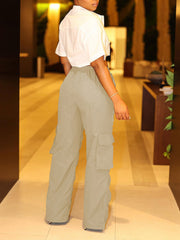 Loookus - Ruched Cargo Pockets Pants