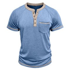 Loookus - Men's short-sleeved Henry cotton T-shirt