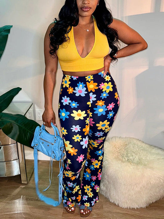 Loookus - Floral Flare Pants