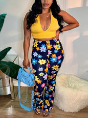 Loookus - Floral Flare Pants