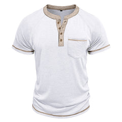 Loookus - Men's short-sleeved Henry cotton T-shirt
