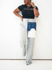 Loookus - Mixed Up Denim Sweatpants