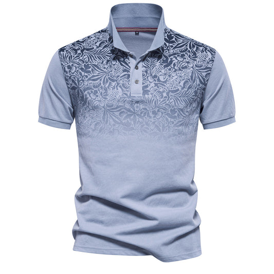 LOOOKUS - Men's Printed Casual and Comfortable Cotton Short Sleeve Polo-Neck Shirt