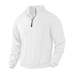 Loookus - Men's Vintage Retro Casual Zip-Up Stand Collar Waffle Knit Sweatshirt