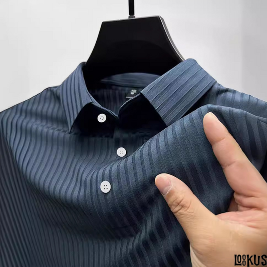 Loookus - men's collared striped short-sleeve shirt