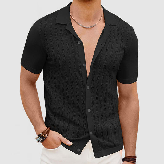 Loookus - Men's Casual Knit Skeleton Short Sleeve Shirt