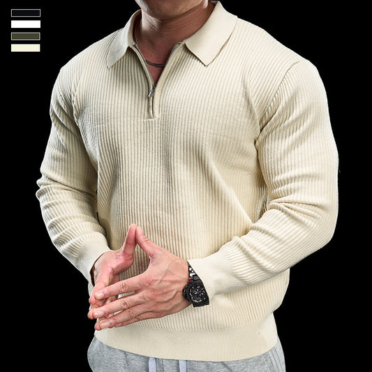 Loookus - Men's Sports Training Half-Zip Long Sleeve Shirt - Fall/Winter