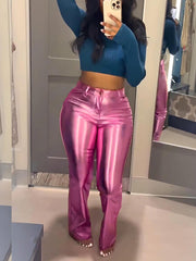 Loookus - Metallic Flared Pants