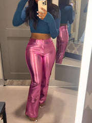 Loookus - Metallic Flared Pants