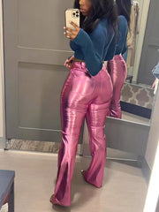 Loookus - Metallic Flared Pants