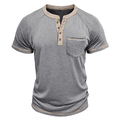 Loookus - Men's short-sleeved Henry cotton T-shirt