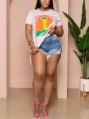 Loookus - Ripped Denim Shorts