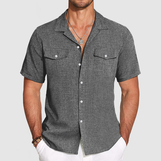 Loookus - Men's Casual Cotton & Linen Vacation Style Shirt