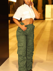 Loookus - Ruched Cargo Pockets Pants