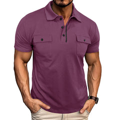Loookus - 2025 Men's short-sleeved Cotton Polo T-shirt With Two Pockets
