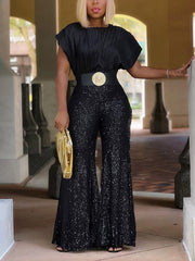 Loookus - Sequin Wide Leg Pants