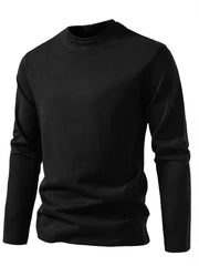 Loookus - Long Sleeve Waffle Knit Double Round-Shape Henley Shirt