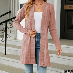 Loookus - Long Sleeve Open-Front Cardigan