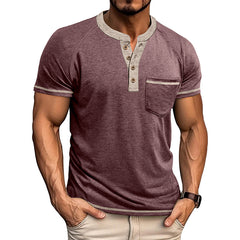Loookus - Men's short-sleeved Henry cotton T-shirt