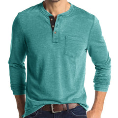 Loookus - 2025 Man's Long Sleeve Knit Henley