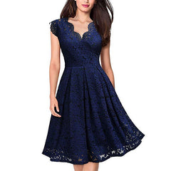 Loookus - Women's Retro Lace V-neck Sleeveless Dress