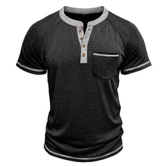 Loookus - Men's short-sleeved Henry cotton T-shirt