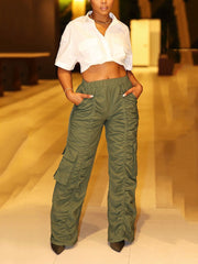 Loookus - Ruched Cargo Pockets Pants