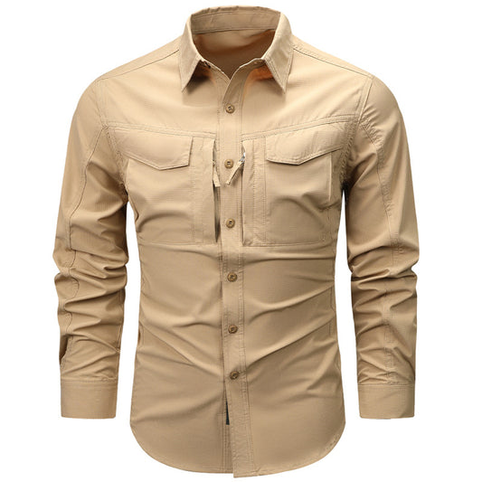 Loookus - Gentleman's Two Pockets Casual and Fashion Basic Nylon Shirt With Breathable Design