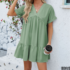 Loookus - Ice Silk Pleated Dress